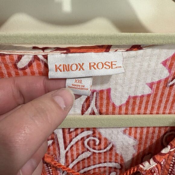 Women's Flutter Short Sleeve Top Shirt Knox Rose Orange Floral XXL Boho Colorful - Picture 6 of 10